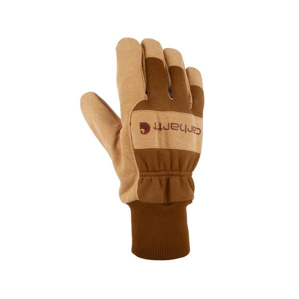 Carhartt Men's Synthetic Suede Knit Cuff Glove - GW0836-M-BRNBLY-M