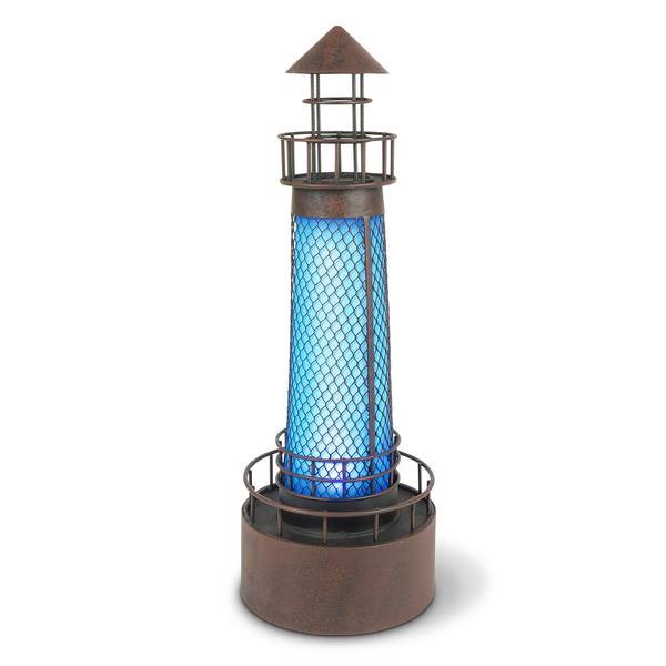 Photo of 21 Inch Garden Blue Solar LED Metal Lighthouse