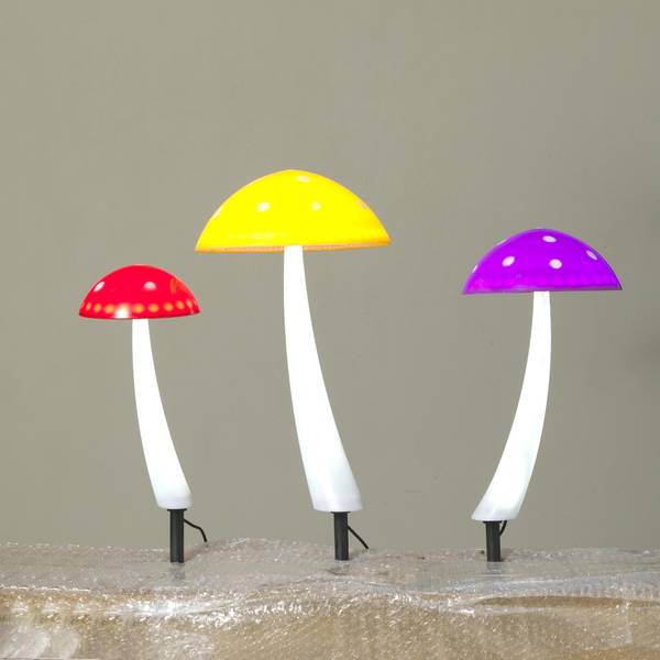 Photo of Set of 3 Electric Lighted Enchanting Mushrooms with Ground Stake