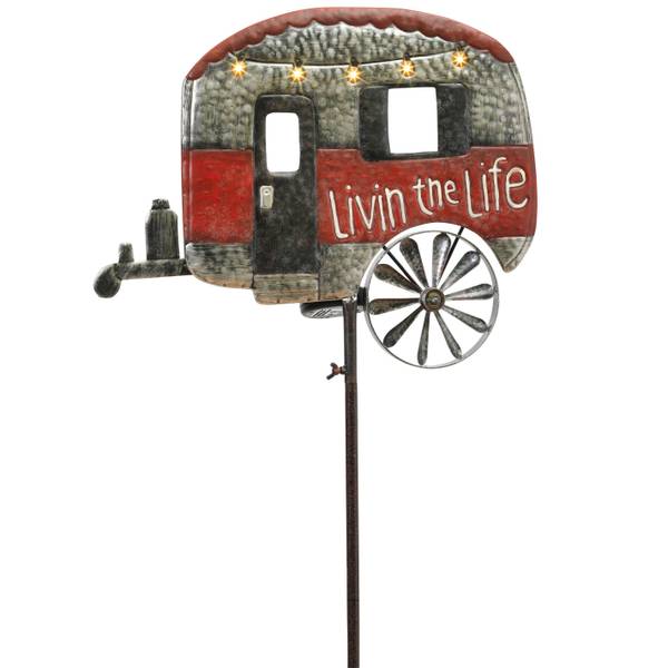 Photo of 63 Inch Solar Lighted Livin the Life Camper Wind Spinner Yard Stake