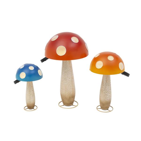 Photo of Enchanting Outdoor Garden Electric Lighted Mushrooms with Ground Stake, Set of 3