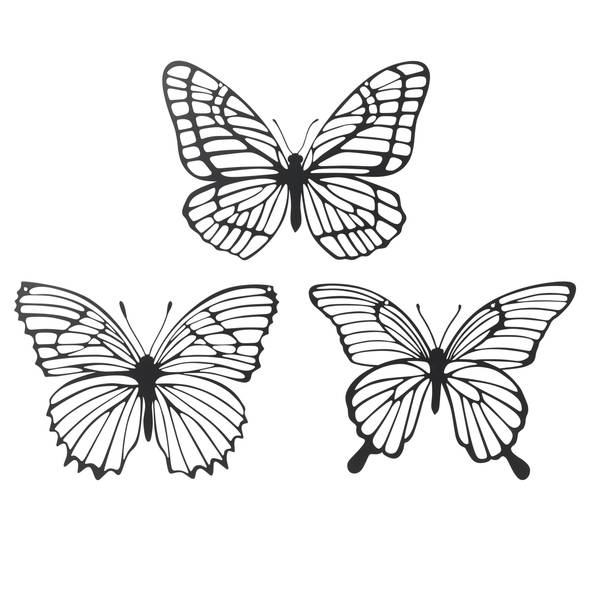 Photo of Set of 3 Metal Butterfly Wall Hangings 15.75 inch Decorative Outdoor and Indoor Art