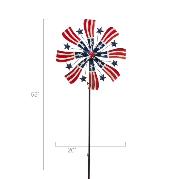 Gerson 63 Inch Metal Americana Wind Spinner Yard Stake - 2570450EC