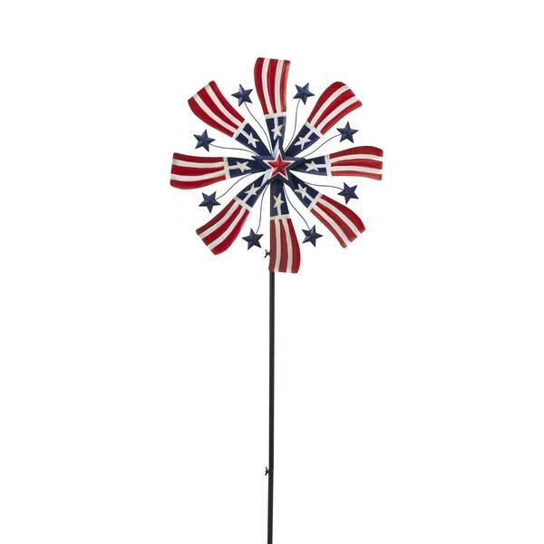Photo of 63 Inch Metal Americana Wind Spinner Yard Stake