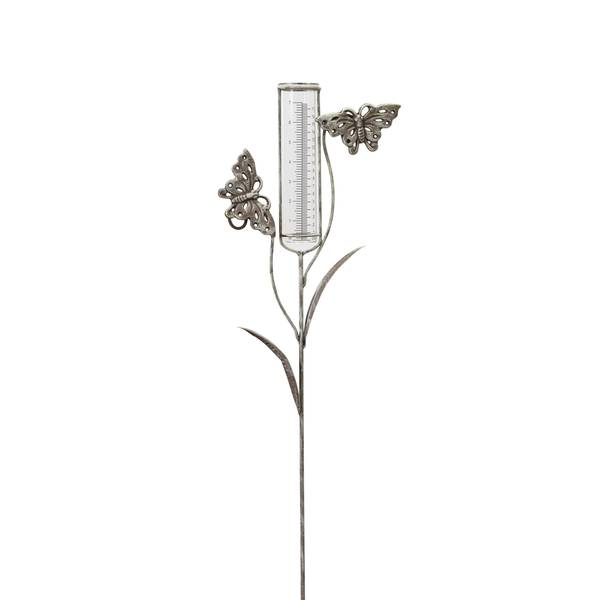 Photo of 36.5 Inch Metal Garden Butterfly Yard Stake with Rain Gauge