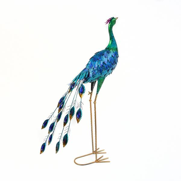Photo of 35 Inch Elegant Metal Peacock Figurine