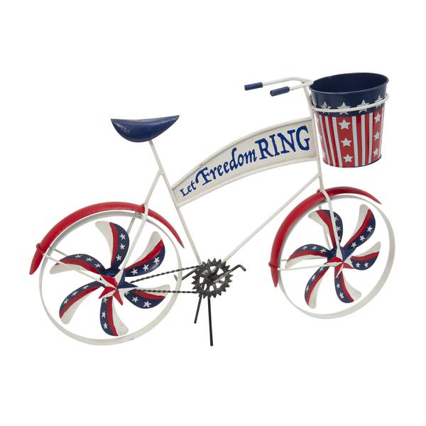 Photo of 21.6 Inch Metal Americana Bicycle Planter with Spinning Spokes