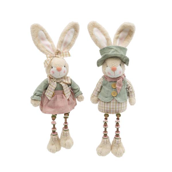Photo of Adorable Spring 16 inch Fabric Easter Bunny Shelf Sitters Set of 2