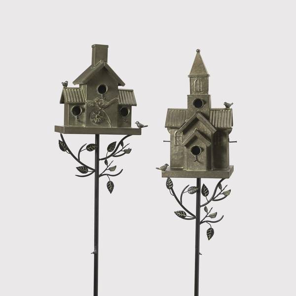 Photo of 76 Inch Functional Metal Birdhouse Yard Stake