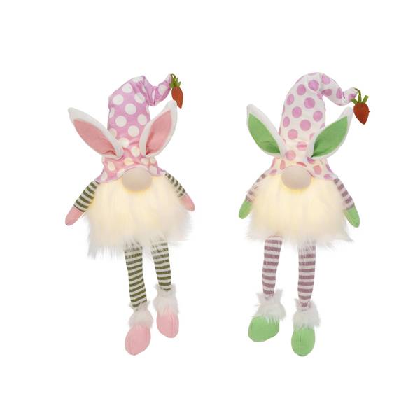 Photo of Set of 2 Pre Lit 26.7 Inch Plush Easter Gnomes with Timer