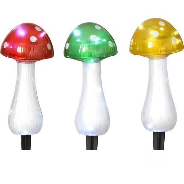 Photo of Set of 3 Solar Lighted 12.2 inch Mushroom Garden Stakes