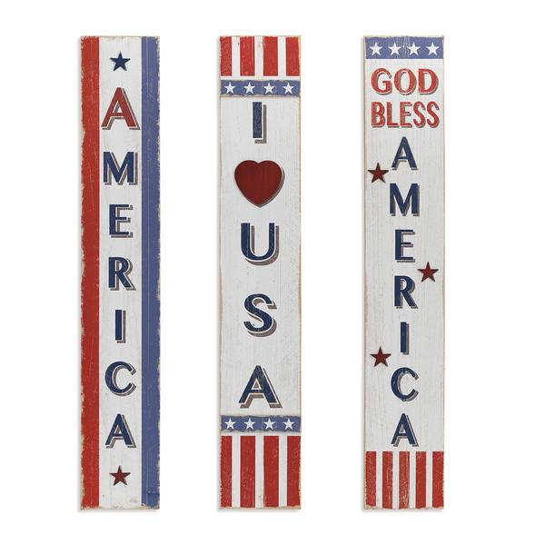 Photo of 47.2 Inch Tall Wood Americana Decor, Set of 3