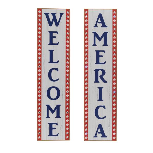 Photo of 47.2 Inch Pre Lit Patriotic Porch Signs, Set of 2