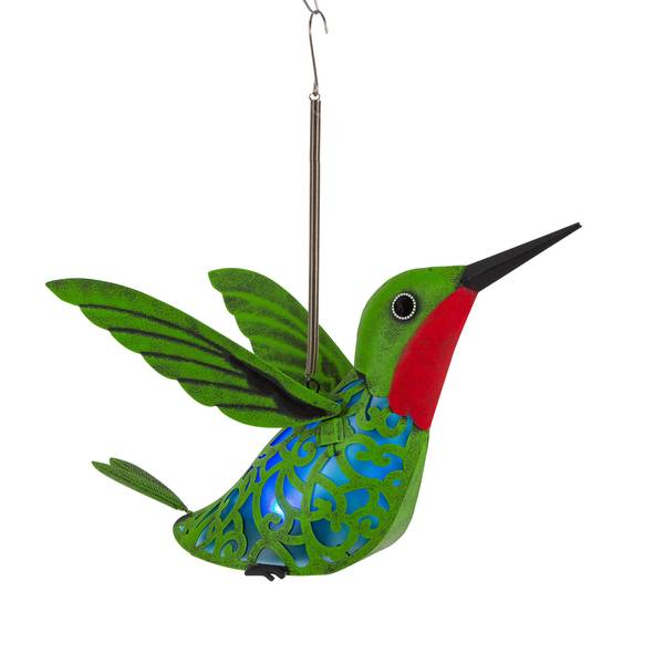 Photo of 9.45 inch Solar Lighted Metal Hummingbird with Spring and Hook