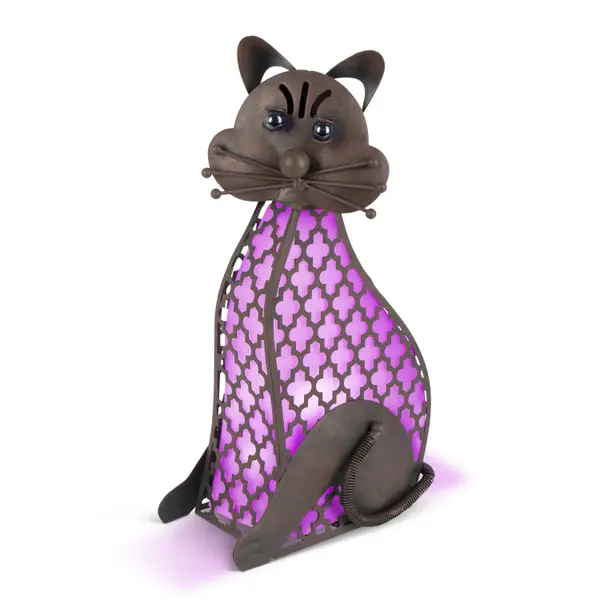Gerson 15.5 Inch Solar Lighted Outdoor Garden Meadow Cat - 72108