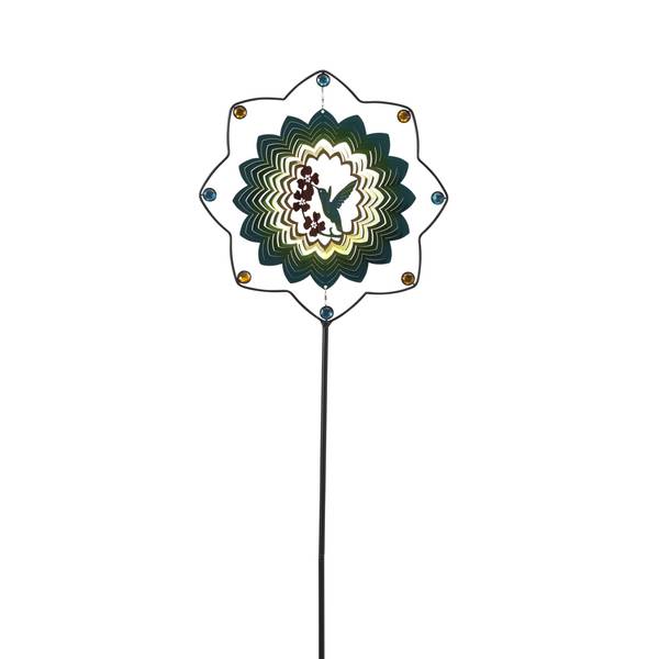 Photo of 63 Inch Metal and Stainless Steel Bird Spinner Yard Stake with Jewel Accents