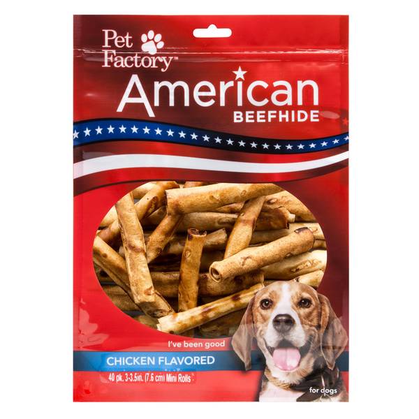 Photo of 40-Pack 3" American Beefhide Mini Rolls Chicken Flavor Dog Treat