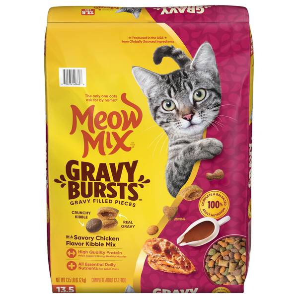 Photo of 13.5 lb Gravy Bursts Savory Chicken Flavor Mix with Gravy Filled Pieces, Dry Cat Food
