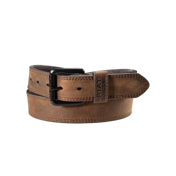 Men's Brown Leather Belt with Elastic Insert
