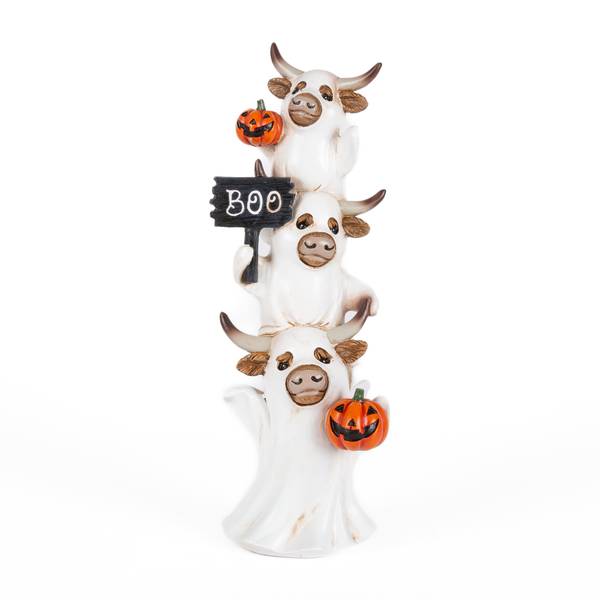 Photo of 11" Resin Halloween Stacking Highland Cow Ghosts