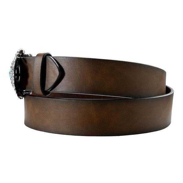 ARIAT Women's Leather Belts with Oval Turquoise Stone Buckle