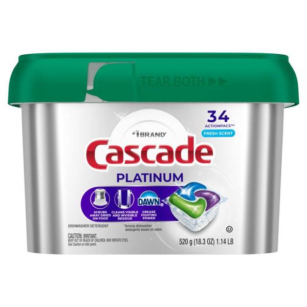 Cascade Cascade Platinum ActionPacs Dishwasher Detergent Fresh Scent 34Count