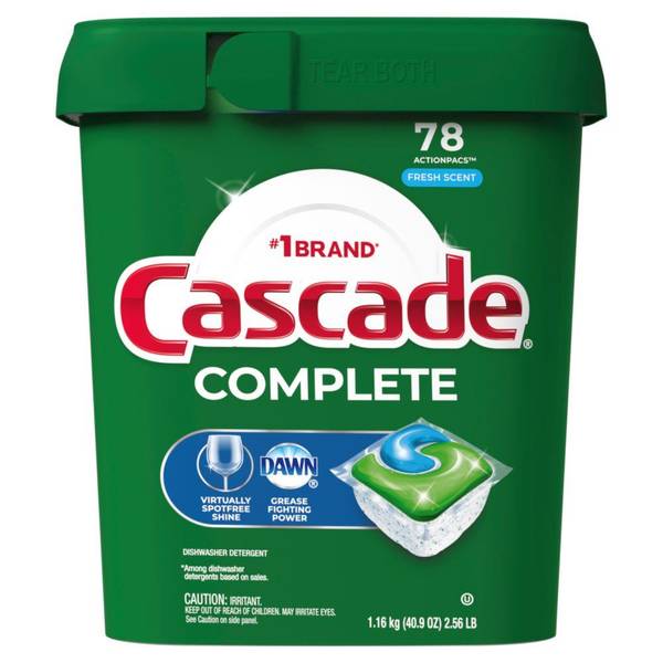 Cascade Complete ActionPacs Detergent Fresh Scent 78Count