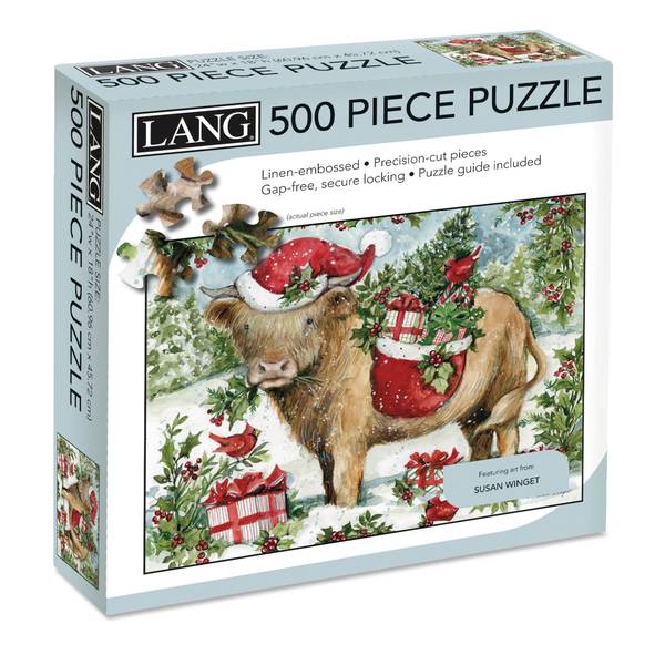 Lang 500pc Holiday Highland Cow Puzzle
