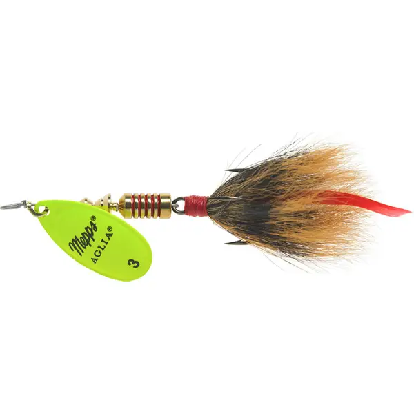 Mepps Dressed Aglia Spinner, Silver/Brown Tail