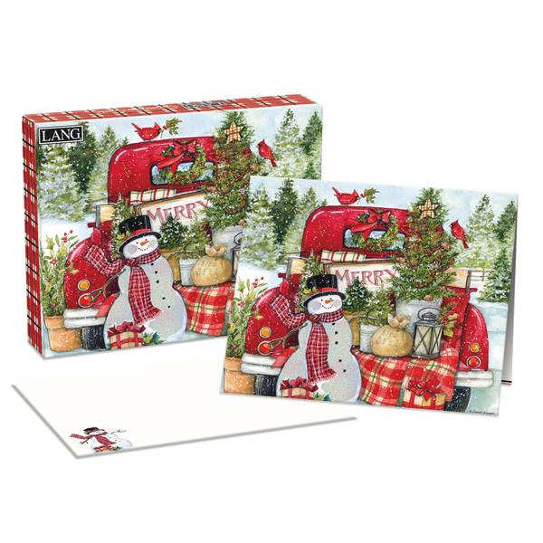 Red Truck and Snowman Boxed Christmas Cards by Susan Winget