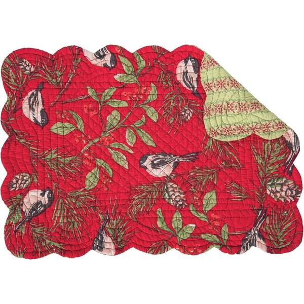 Photo of Chickadee Quilted Placemat, Red, 13" x 19"