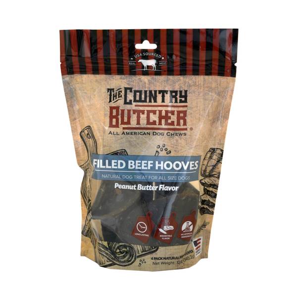 Photo of Peanut Butter Flavor Filled Beef Hooves Dog Treat, 4-Pack