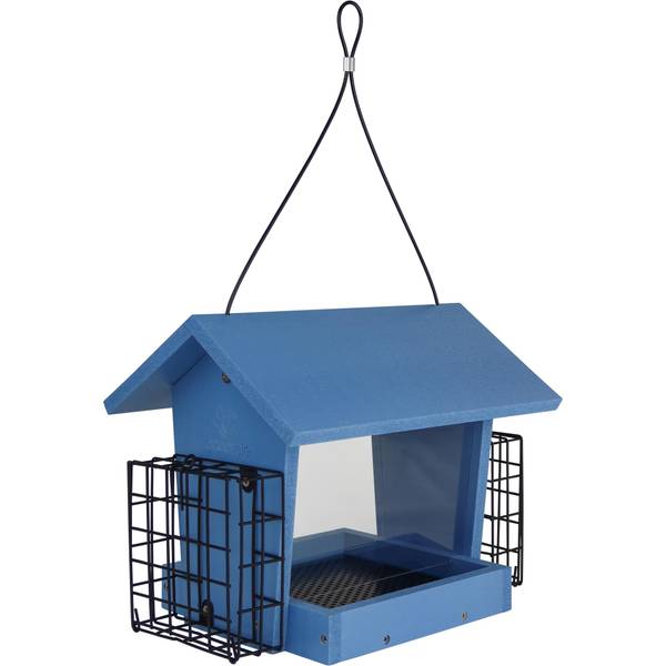 Photo of Hopper Hangout Recycled Plastic Hopper Bird Feeder with Suet Cage