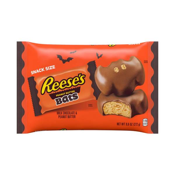 Photo of Milk Chocolate Snack Size Peanut Butter Bats, Halloween Candy Bag, 9.6 oz