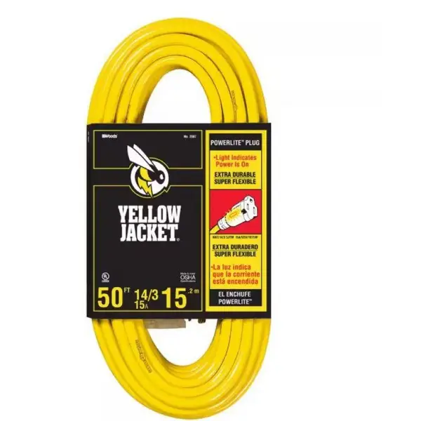 Southwire 50' 14/3 SJTW Outdoor Heavy-Duty 15 Amp Contractor
