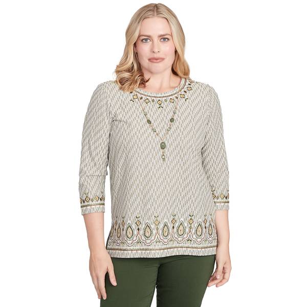 Photo of Women's Medallion Border Texture Knit Top