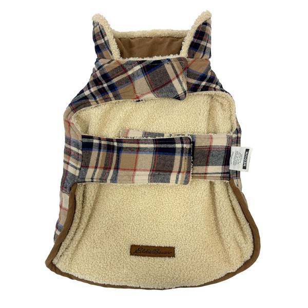 Eddie Bauer Cordova Reversible Vest - Oatmeal & Brown Plaid