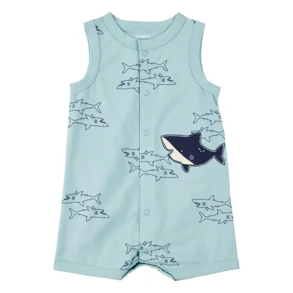 Carter's Infant Boy's Blue Shark 1-Piece Romper - 1S918510