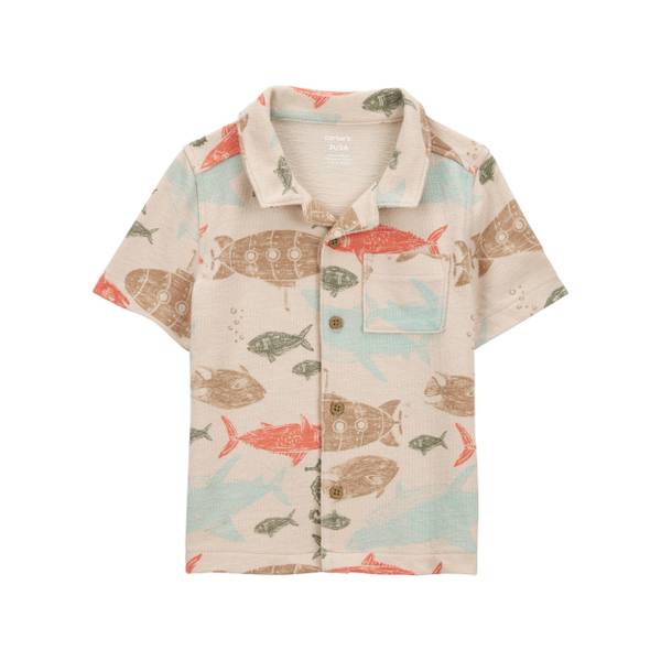 Photo of Toddler Boy's Sea Print Button-Down Shirt