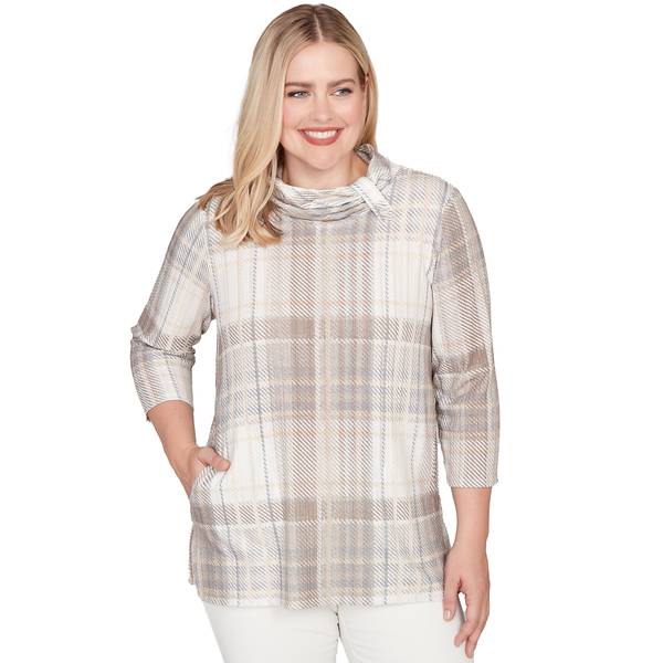 Photo of Women's Plaid Cowl Neck Knit Top