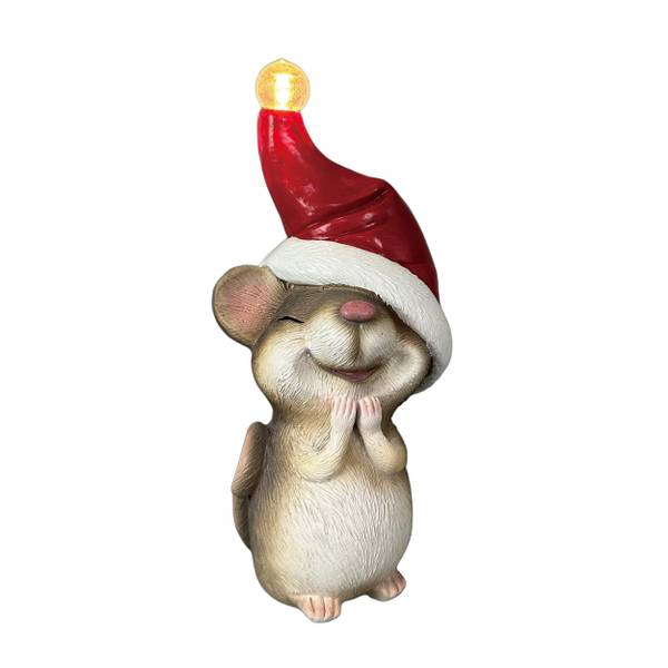 Photo of Resin LED Mouse with Red Hat Decor