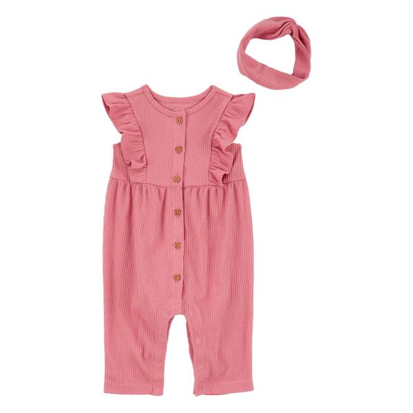 Photo of Infant Girl's 2-Piece Jumpsuit and Headwrap Set