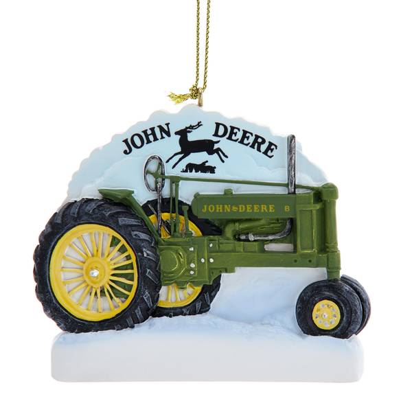Adorno Navideño De Tractor John Deere - Resina Verde - Para Colgar En El Árbol - Marca Kurt Adler