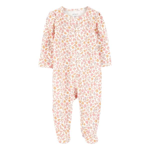 Photo of Infant Girl's Floral 2-Way Zip Cotton Sleep and Play Pajamas