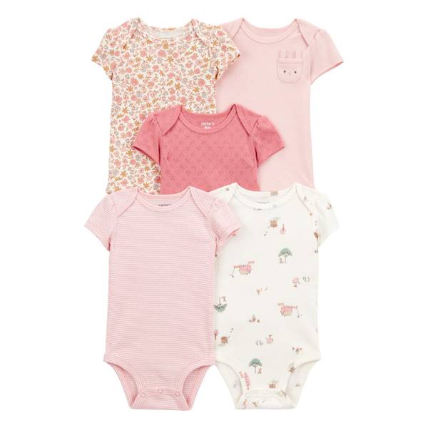 Photo of Infant Girl's Floral Bodysuits Pink, 5-Pack