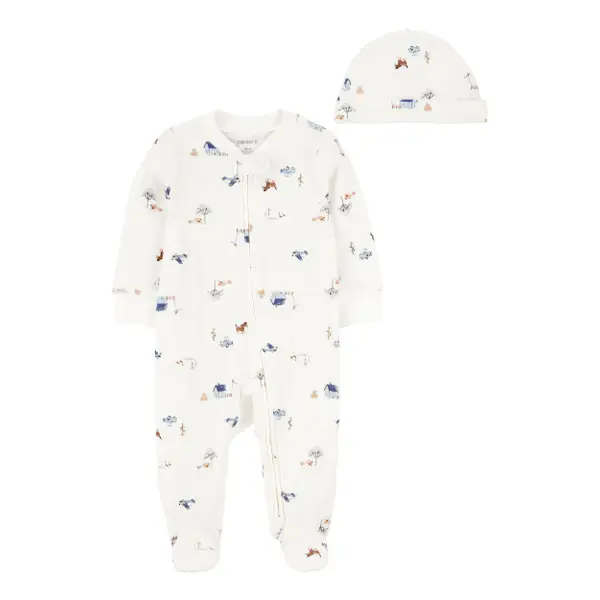 littlerooms apart セット Carter's Infant Boy's 2-Piece 2-Way Zip Sleep and Play Cap Set