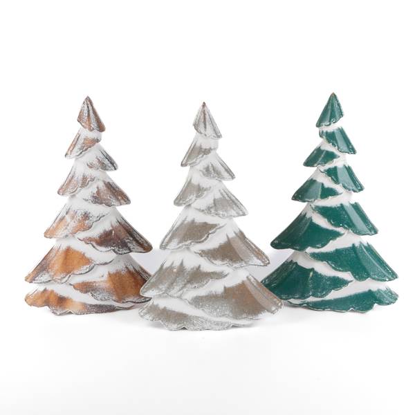 Photo of 9.45"H Wood Holiday Trees, Assorted
