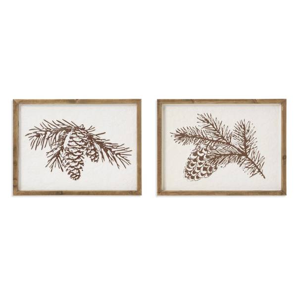 Photo of Wood Embossed Holiday Pinecone Design Wall Decor, Assorted