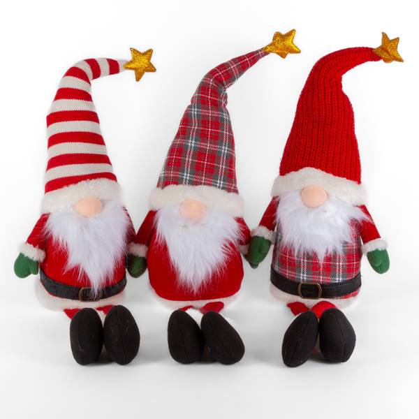 Photo of Lighted Plush Holiday Santa Gnome Shelf Sitters, Assorted