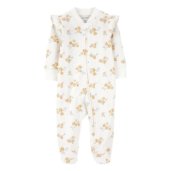 Photo of Infant Girl's Floral 2-Way Zipper Cotton Sleep and Play